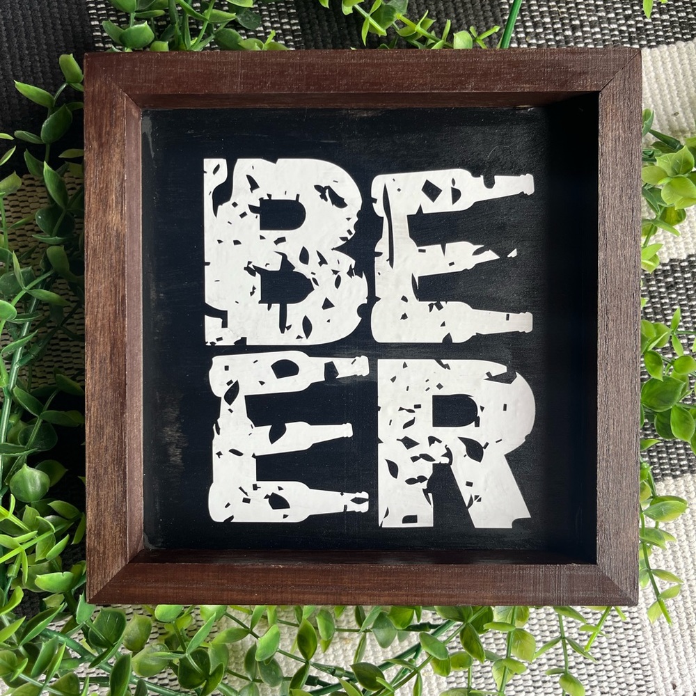 Rustic Beer Wall Art with Wooden Frame